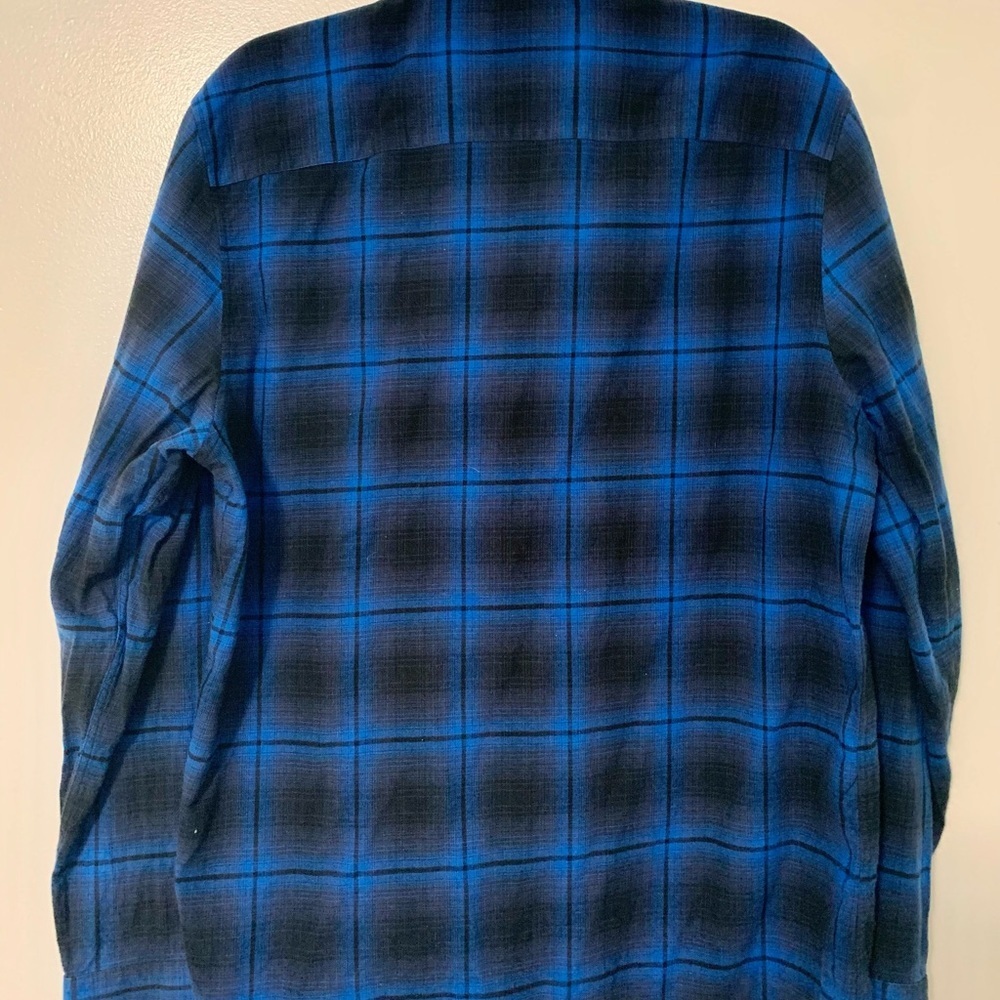 Calvin Klein Vibrant blue/black check lightweight flannel SZ L - Picture 3 of 8